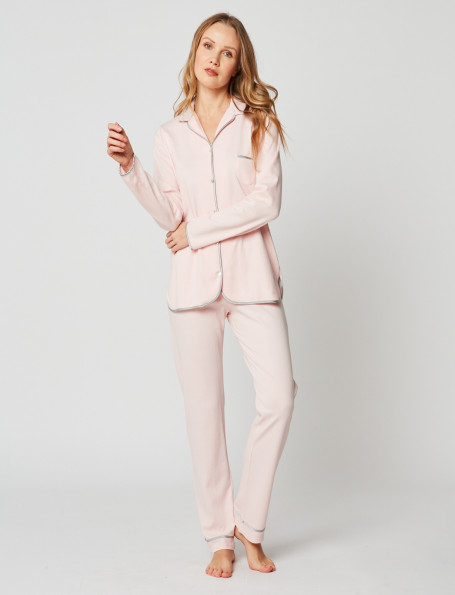 Button-down pyjamas 100% cotton ESSENTIEL H06A Bois de rose