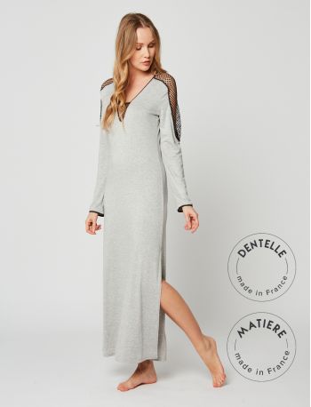 Full-length nightdress MOONLIGHT 211 Grey Fleck