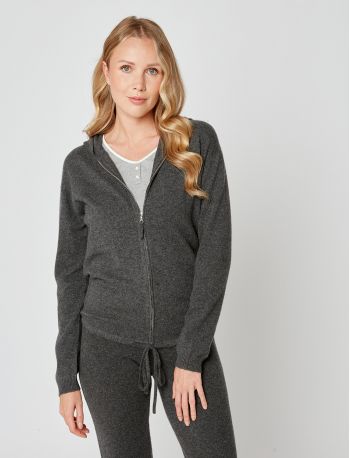 Hooded, zip-front jacket CACHE 002 in slate grey