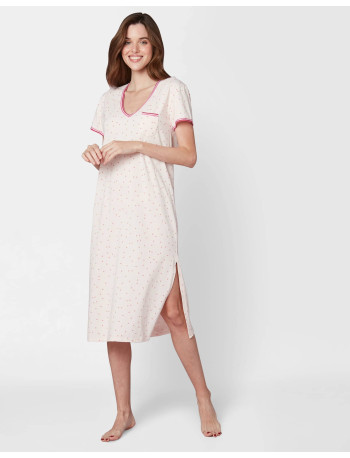 Long, patterned nightshirt in cotton elastane MORNING 511 rose